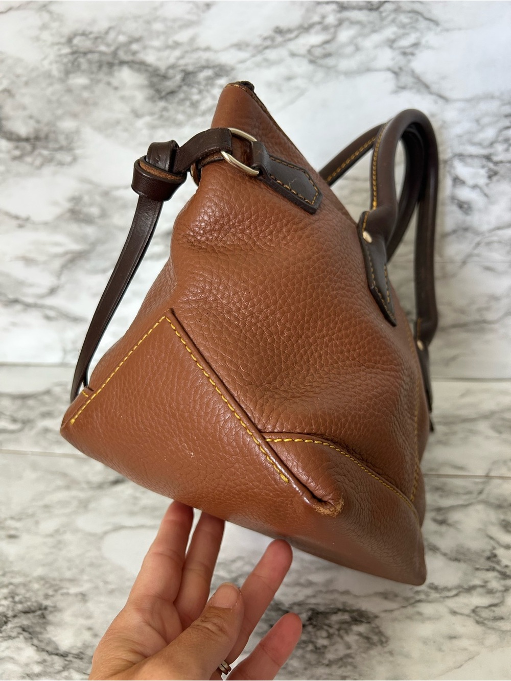 Dooney & Bourke | vintage Brown Pebbled Leather Satchel - Picture 3 of 16